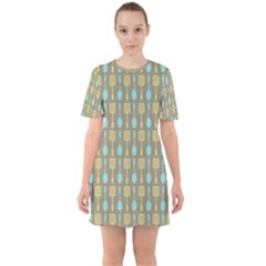 Spatula Spoon Pattern Sixties Short Sleeve Mini Dress by GardenOfOphir