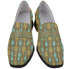 Spatula Spoon Pattern Women s Chunky Heel Loafers by GardenOfOphir