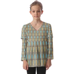 Spatula Spoon Pattern Kids  V Neck Casual Top by GardenOfOphir