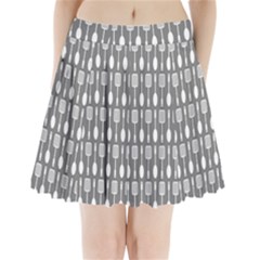 Gray And White Kitchen Utensils Pattern Pleated Mini Skirt by GardenOfOphir