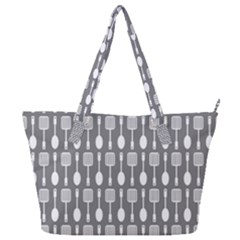 Gray And White Kitchen Utensils Pattern Full Print Shoulder Bag by GardenOfOphir