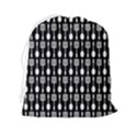 Black And White Spatula Spoon Pattern Drawstring Pouch (2XL) View2