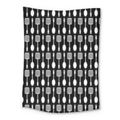 Black And White Spatula Spoon Pattern Medium Tapestry