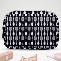 Black And White Spatula Spoon Pattern Make Up Pouch (small) by GardenOfOphir