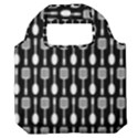 Black And White Spatula Spoon Pattern Premium Foldable Grocery Recycle Bag View1