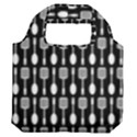 Black And White Spatula Spoon Pattern Premium Foldable Grocery Recycle Bag View2