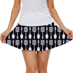 Black And White Spatula Spoon Pattern Women s Skort