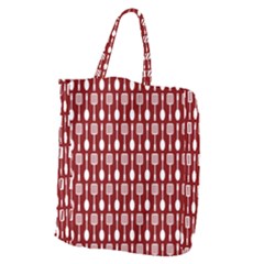 Red And White Kitchen Utensils Pattern Giant Grocery Tote by GardenOfOphir