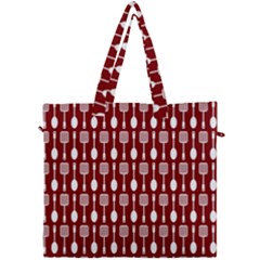 Red And White Kitchen Utensils Pattern Canvas Travel Bag