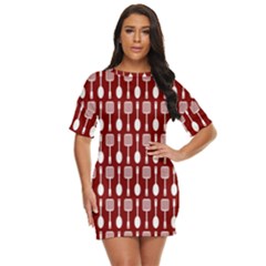 Red And White Kitchen Utensils Pattern Just Threw It On Dress by GardenOfOphir