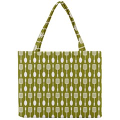 Olive Green Spatula Spoon Pattern Mini Tote Bag by GardenOfOphir