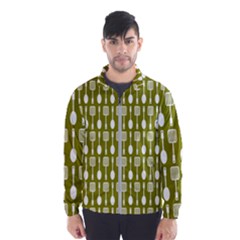 Olive Green Spatula Spoon Pattern Men s Windbreaker