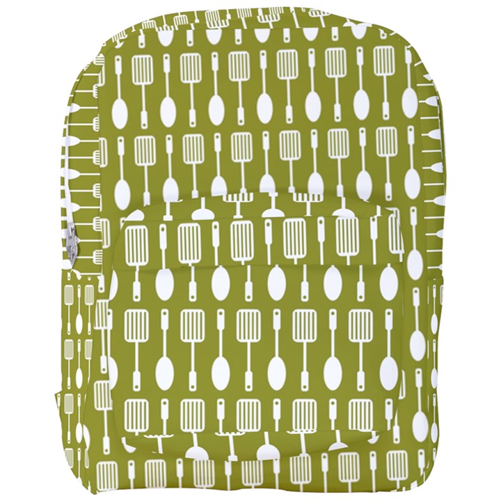 Olive Green Spatula Spoon Pattern Full Print Backpack