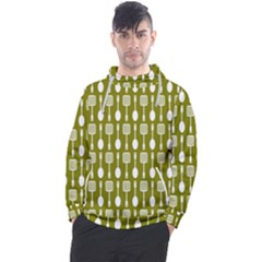 Olive Green Spatula Spoon Pattern Men s Pullover Hoodie by GardenOfOphir