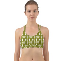 Olive Green Spatula Spoon Pattern Back Web Sports Bra by GardenOfOphir