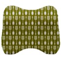 Olive Green Spatula Spoon Pattern Velour Head Support Cushion View1