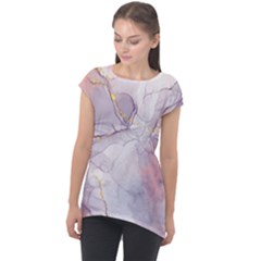 Liquid Marble Cap Sleeve High Low Top by BlackRoseStore