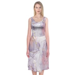 Liquid Marble Midi Sleeveless Dress by BlackRoseStore