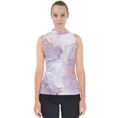 Liquid Marble Mock Neck Shell Top by BlackRoseStore