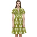 Olive Green Spatula Spoon Pattern Short Sleeve Waist Detail Dress View1