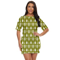 Olive Green Spatula Spoon Pattern Just Threw It On Dress by GardenOfOphir