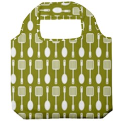 Olive Green Spatula Spoon Pattern Foldable Grocery Recycle Bag by GardenOfOphir