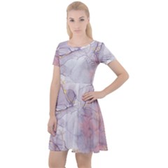 Liquid Marble Cap Sleeve Velour Dress  by BlackRoseStore