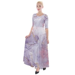 Liquid Marble Half Sleeves Maxi Dress by BlackRoseStore