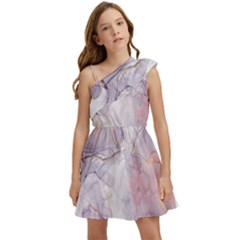 Liquid Marble Kids  One Shoulder Party Dress by BlackRoseStore