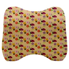 Colorful Ladybug Bess And Flowers Pattern Velour Head Support Cushion by GardenOfOphir