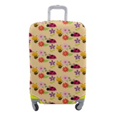 Colorful Ladybug Bess And Flowers Pattern Luggage Cover (small) by GardenOfOphir