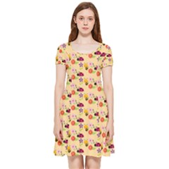 Colorful Ladybug Bess And Flowers Pattern Inside Out Cap Sleeve Dress by GardenOfOphir