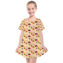 Colorful Ladybug Bess And Flowers Pattern Kids  Smock Dress by GardenOfOphir