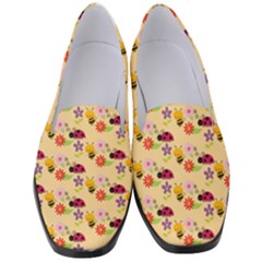 Colorful Ladybug Bess And Flowers Pattern Women s Classic Loafer Heels by GardenOfOphir