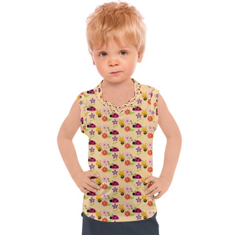 Colorful Ladybug Bess And Flowers Pattern Kids  Sport Tank Top by GardenOfOphir