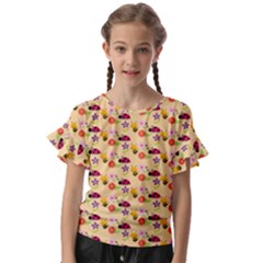 Colorful Ladybug Bess And Flowers Pattern Kids  Cut Out Flutter Sleeves by GardenOfOphir