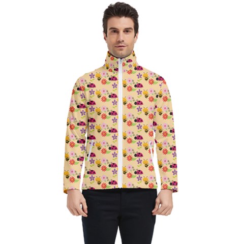 Colorful Ladybug Bess And Flowers Pattern Men s Bomber Jacket by GardenOfOphir