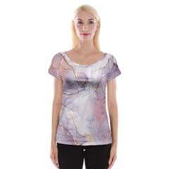 Liquid Marble Cap Sleeve Top by BlackRoseStore