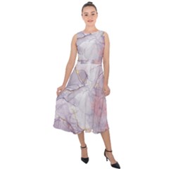 Liquid Marble Midi Tie-back Chiffon Dress by BlackRoseStore