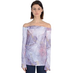 Liquid Marble Off Shoulder Long Sleeve Top by BlackRoseStore