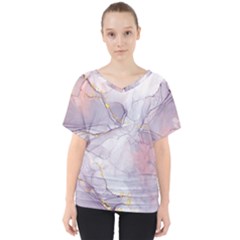 Liquid Marble V-neck Dolman Drape Top by BlackRoseStore