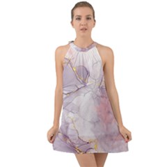 Liquid Marble Halter Tie Back Chiffon Dress by BlackRoseStore