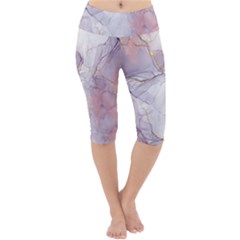 Liquid Marble Lightweight Velour Cropped Yoga Leggings by BlackRoseStore