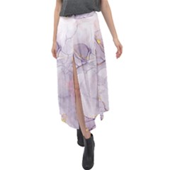 Liquid Marble Velour Split Maxi Skirt by BlackRoseStore