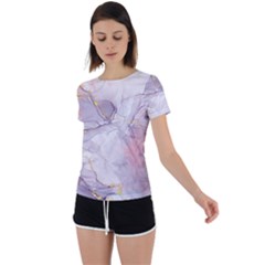 Liquid Marble Back Circle Cutout Sports Tee by BlackRoseStore