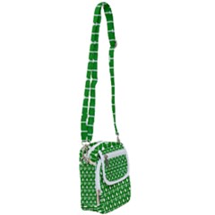 Green And White Kitchen Utensils Pattern Shoulder Strap Belt Bag by GardenOfOphir