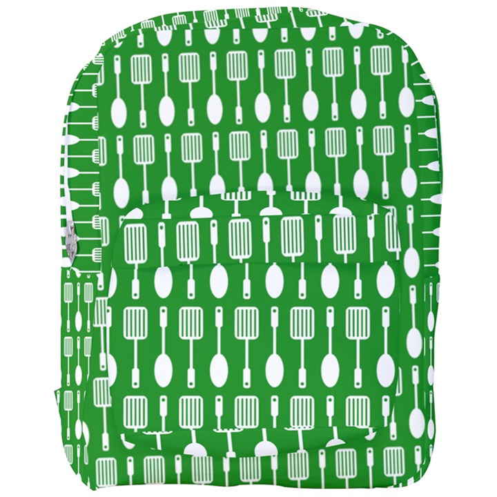 Green And White Kitchen Utensils Pattern Full Print Backpack