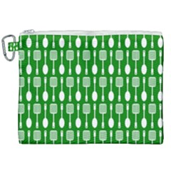 Green And White Kitchen Utensils Pattern Canvas Cosmetic Bag (xxl) by GardenOfOphir