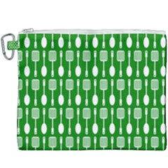 Green And White Kitchen Utensils Pattern Canvas Cosmetic Bag (xxxl) by GardenOfOphir