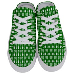 Green And White Kitchen Utensils Pattern Half Slippers by GardenOfOphir